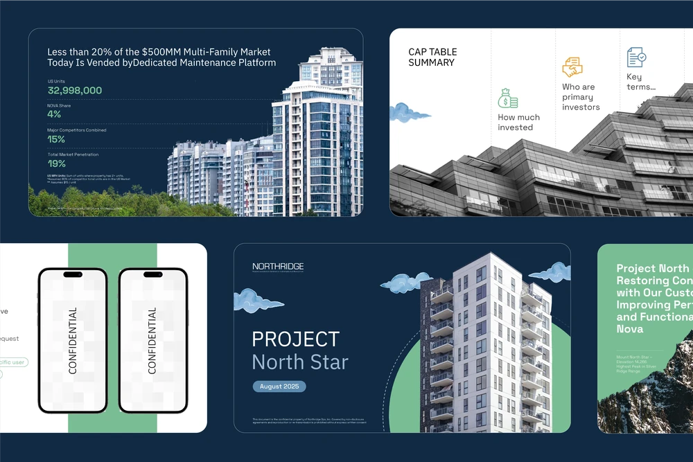 On-brand investor slides designed for Northridge, Project North Star